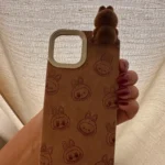 Silicone Suede Labubu Phone Case For Iphone 11 12 13 14 15 16pro Max Plus 16pro 15pro Diy Soft Brown Cover Coque Fall Prevention photo review