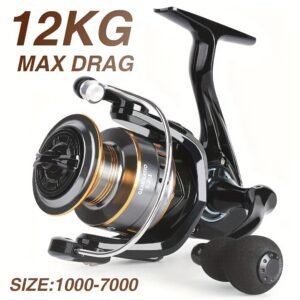 BILLINGS EK 1000~7000 Series, with a Gear Ratio of 5.2:1, a Maximum Drag of 11.79KG, Featuring an Aluminum Alloy Spool, Designed for Spinning Fishing, Suitable for Both Freshwater And Saltwater.